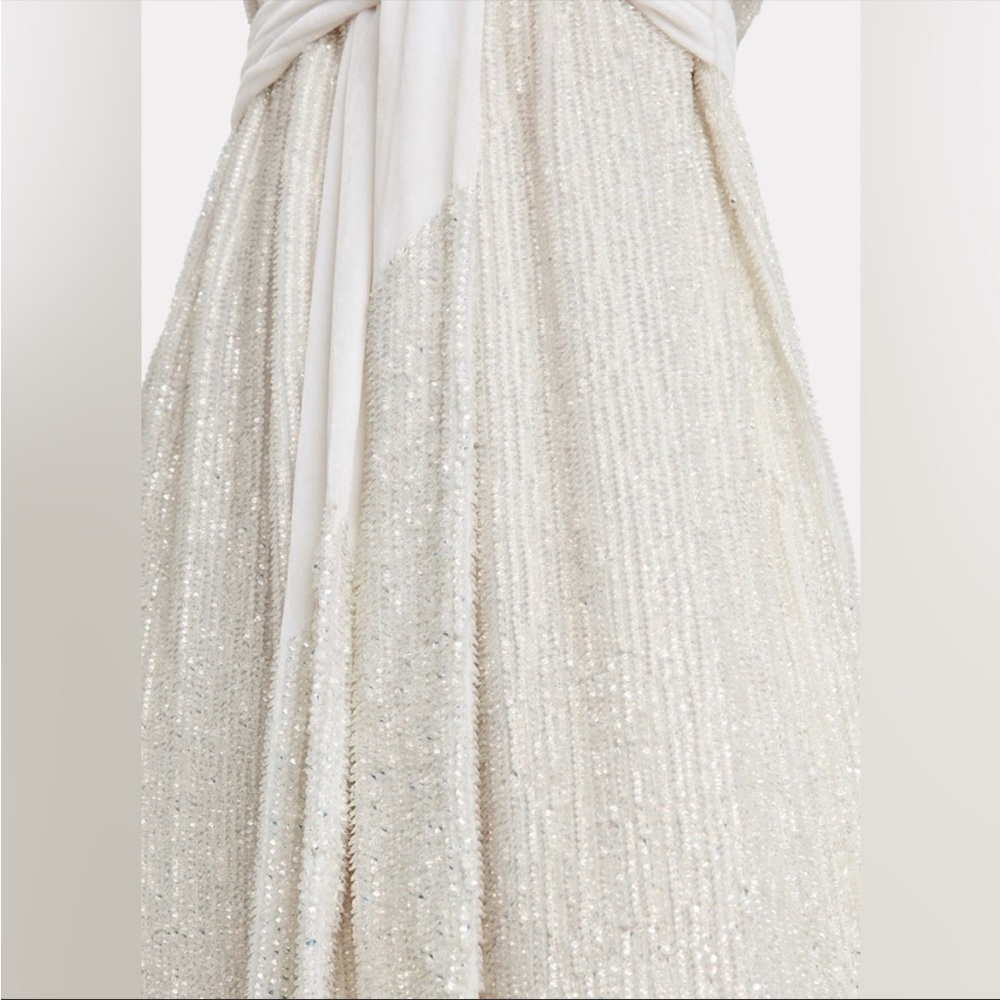 Retrofete Vivien One-Shoulder Sequin Gown | Moonglow White | Med | NWT - Picture 5 of 8